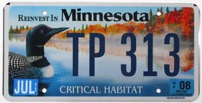 Minnesota 2008 Critical Habitat Loon Bird Wildlife Specialty License Plate • $24.95
