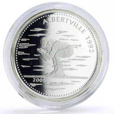Mongolia 500 Togrog Albertville Olympic Games Speed Skating Silver Coin 2005 • $199.34