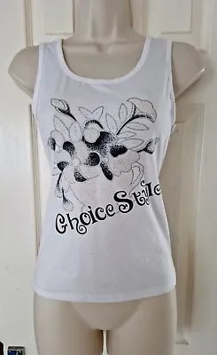 £3.50 • Buy Via Code Womens White Stretch Sleeveless Floral Print Glitter Tank Vest Top 8/36