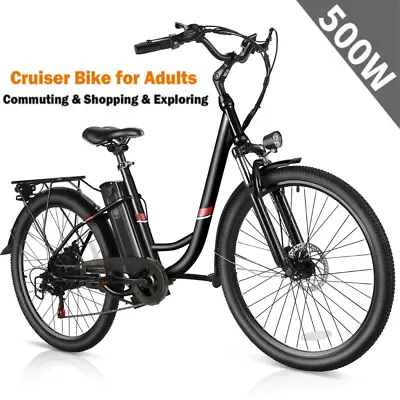 500W 48V Electric Mountain Bike Beach Cruiser Bicycle 26  E Bike Up To 20mph U.S • $538.99