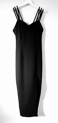 £9 • Buy CHARLOTTE HALTON Size 12 Black Strappy Party Prom Dress Ankle Length Lined VGC