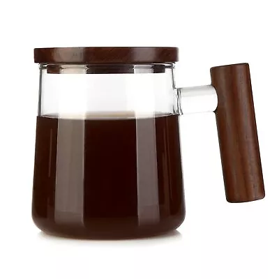 COMI Glass Coffee Mugs Clear Coffee Mugs With Walnut Lid&Handle，Wide Mouth E... • $29.12