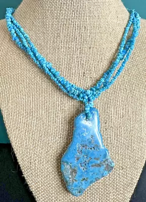 DESERT ROSE TRADING DTR Vintage STERLING TRIPLE STRAND TURQUOISE NECKLACE • $69.99