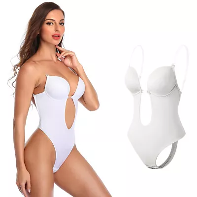 Invishaper Backless Body Shaper Bra For Women U Plunge Seamless Thong Bodysuit • $20.79