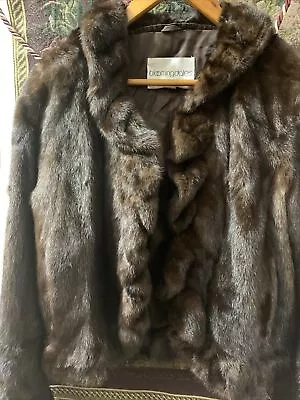 CUTE MINK BOLERO Ruffle Edged   FUR FROM DENMARK BROWN COAT SIZE 16 • $500