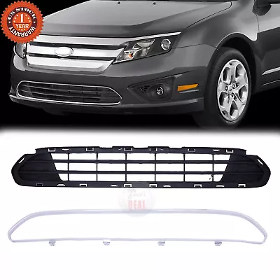 $43.90 • Buy For 2010-2012 Ford Fusion Front Bumper Lower Grille W/Chrome Molding Trim 2PCS