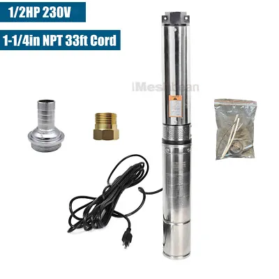 1/2HP 4  Deep Well Submersible Pump 220V 28 GPM 150 ' Head Stainless Steel • $111.99
