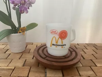 Vintage Anchor Hocking Fire King McDonald's Good Morning Coffee Mug Milk Glass • $18