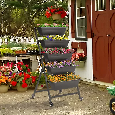 5 Tiers Vertical Garden BedIndoor Outdoor For Vegetables Flowers HerbsWheels • $67.99