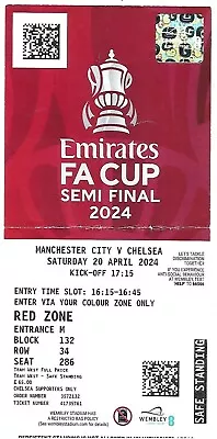 MANCHESTER CITY V CHELSEA 20th APRIL 2024(CHELSEA MATCH DAY TICKET)FA CUP SEMI • £5