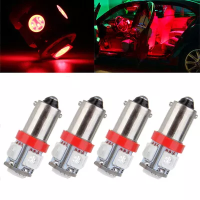 4 Pcs T11 BA9S 5050 55 SMD Red LED Car Interior Dome Map Light Bulbs Signal Lamp • $8.63