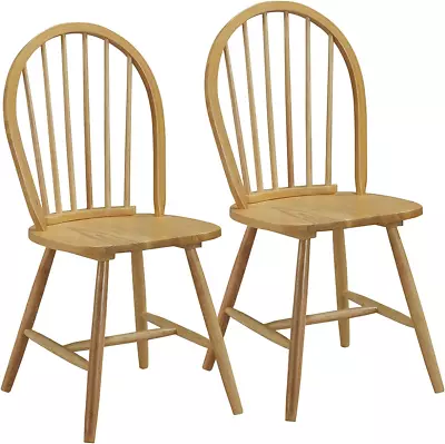 Set Of 2 Windsor Chairs Wood Dining Chairs French Country Armless Spindle Back • $184.99