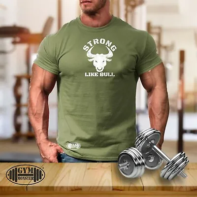 Strong Bull T Shirt Gym Clothing Bodybuilding Training Workout Exercise MMA Top • $16.15