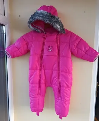 Poivre Blanc Kids Ski Suit Size 18M Pink Infant All-In-One Hooded Jacket • £19.99