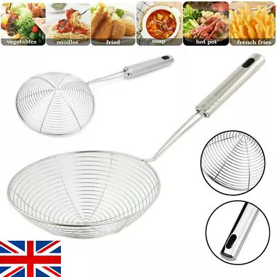 Ladle Spider Skimmer Kitchen Utensil Stainless Steel Mesh Strainer Fry Spoons UK • £4.37