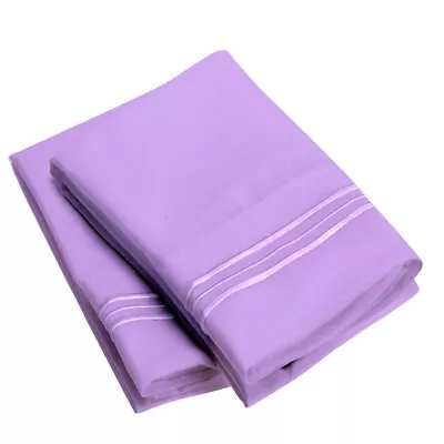 2 Pcs Pillow Case Anti-Wrinkle King Luxury Matte Microfiber Pillow Cover Purple • $4.99