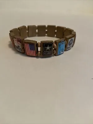 Wrist Story American Military Wooden 14 Tile Stretch Bracelet Benefits WWP • $6