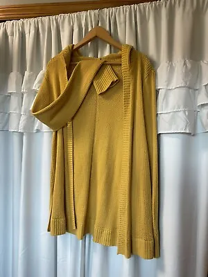 $6 • Buy Marled Reunited Clothing Womens Sweater Sz Large Mustard Yellow Hooded Cardigan