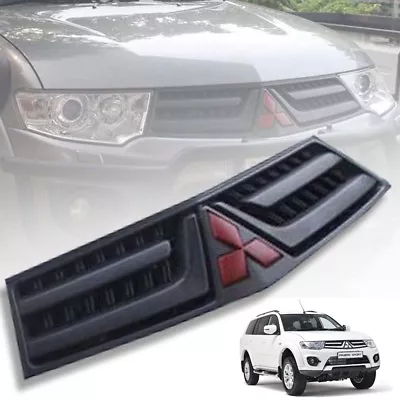 Front Matte Black Red Logo Grille Grill For Mitsubishi Pajero Sport 2009 - 2014 • $346.79