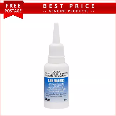 Ilium Ear Drops For Dogs Cats Ear Mites And Bacterial Infection Control 20 ML • $19.93