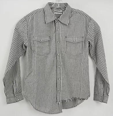 New One Teaspoon Men Small White Black Oxford Cotton Linen Pearl Snap Dock Shirt • $29.95