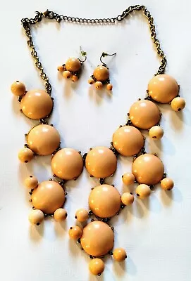 J Crew Bubble Peach Lucite Necklace And Earrings Set • $29