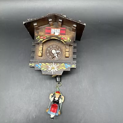 Vintage Black Forest Swiss Chalet Cuckoo Style  Clock With Bouncing Girl  German • $49.99
