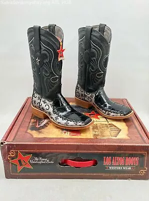 Men's Los Altos Western Boots Genuine Eel Black- Us 6 Mex 25 Nib • $9.99