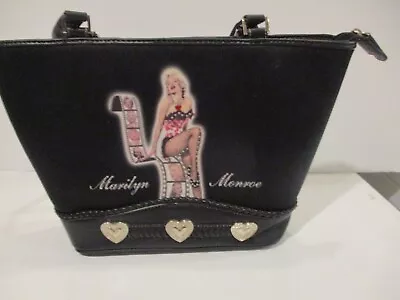 Vintage Tutti Marilyn Monroe Purse Handbag Black W Pink & Silver Hearts • $45.99