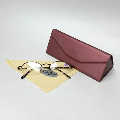 Black Reading Glasses +1.25 Spring Temples W/ Metallic Red Foldable Case SET • $19.99