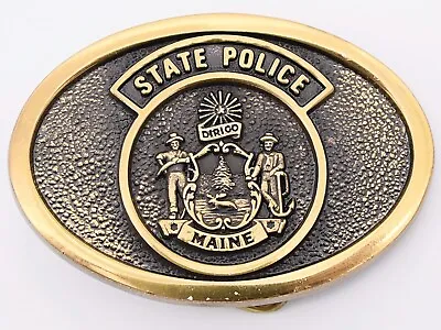 Maine State Police Solid Brass Vintage Belt Buckle - Obsolete • $80