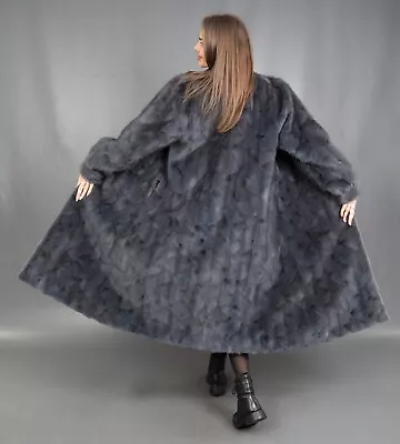 3481 Glamorous Real Blue Mink Coat Luxury Fur Very Long Beautiful Look Size L • $160