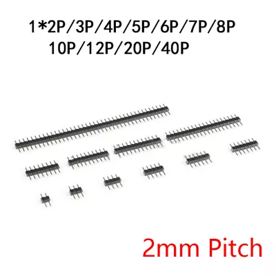 2/3/4/5/6/7/8/10/12/20/40P Single Row Strip 2mm Pin Header Connector Straight • $2.09