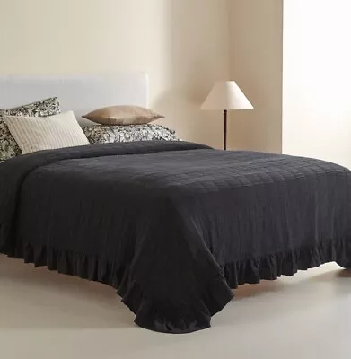 Zara Home Black Checked Cotton And Linen Bedspread Double 230x 250cm New  • £99.99