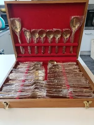 Vintage Canteen Of Cutlery 44 Pieces Gold Coloured  • £9.95