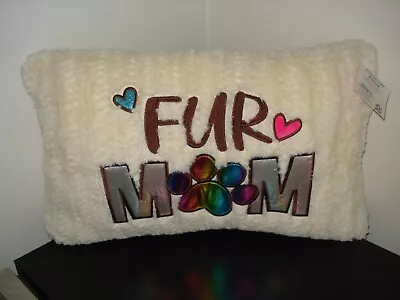 NWT  FUR MOM  Pet Lover's Cream Colored Rectangular Pillow • $9