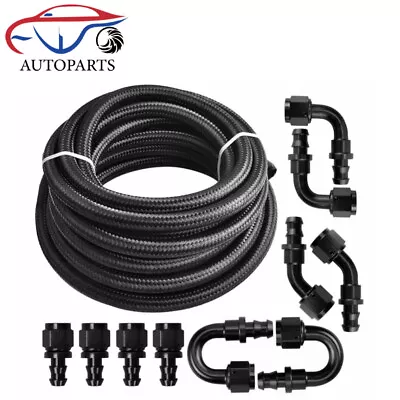 20FT 4/6/8/10/12AN Braided CPE Fuel Oil Line & 10PCS Push Lock Hose Fittings Kit • $47.99