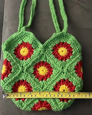 Crochet Granny Square Shoulder Bag Handmade • $15