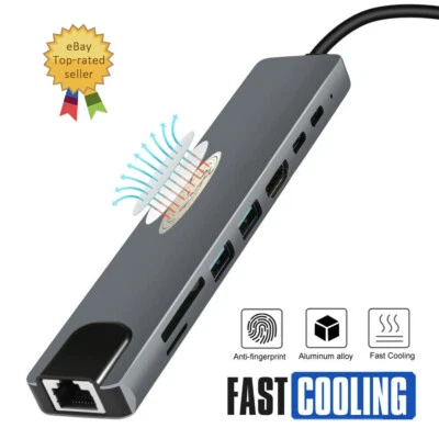 $31.99 • Buy USB C HUB 3.0 Type C 8-Port Multi-Splitter OTG Adapter For PC Android Laptop Mac