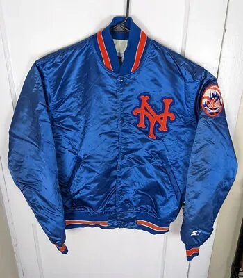 Vintage 90s Starter Diamond Collection NY Mets Satin Bomber Quilted Men L USA  • $160