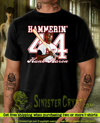 Hank Aaron 44 T-shirt Remembrance Hammerin Henry Atlanta Braves Small To 6XL • $22.95