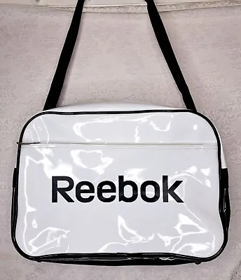 Reebok Patent Leather VintageWhite/Black Airliner/Sling Bag Gym/ Soccer/Laptop  • $17.99