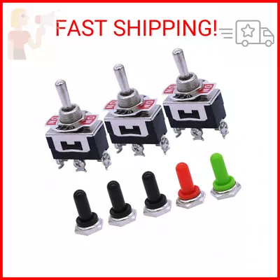 Mxuteuk 3pcs Momentary Toggle Switch SPDT (ON)/Off/(ON) 3 Pin 3 Position 3 Way T • $14