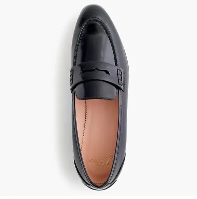 J Crew NWOB $178  Academy Penny Loafers In Black Italian Leather | Sz 6.5 • $49