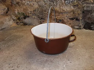 Vintage Large Enamel Cast  12   Jam  Preserving Pan Cooking FREE POSTAGE • £29.95