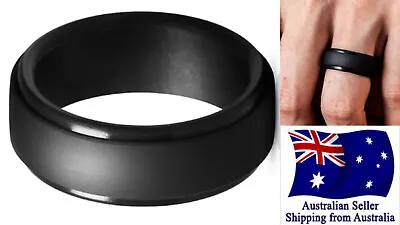 $5.95 • Buy Silicone Rubber Men/Women Stepped Wedding Ring Flexible Band Gym Safe Work 1pc