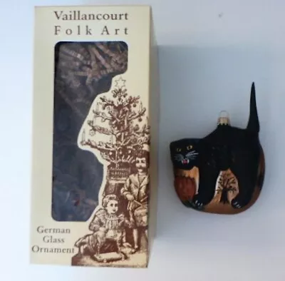 1997 Vaillancourt Folk Art Glass BLACK CAT Halloween Ornament..Germany..NIB • $35