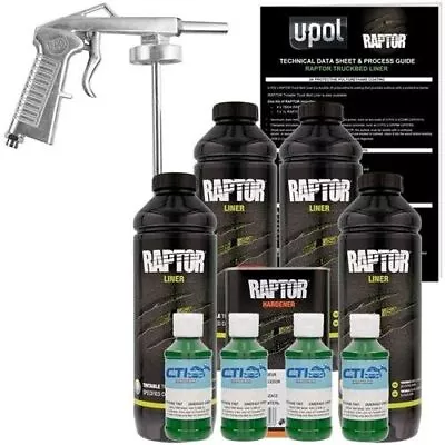 U-POL Raptor Green W/Envy Urethane Spray-On Truck Bed Liner W/Free Spray Gun 4L • $192.49