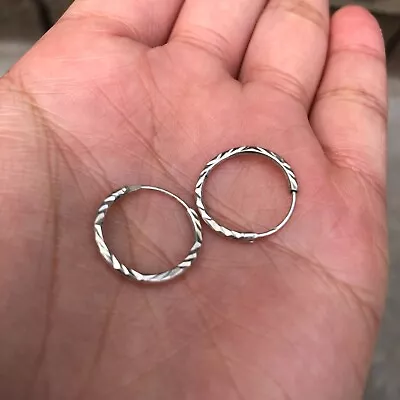 Vintage 925 Sterling Silver Hoop Earrings Minimalist Jewelry .64 Grams • $17.89