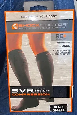 $32.22 • Buy SHOCK DOCTOR SVR Compression 727 BLACK Recovery Socks NEW S Youth 4-6 Wmns 5-7